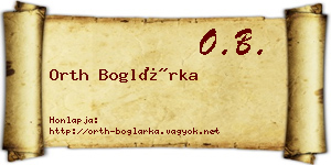 Orth Boglárka névjegykártya