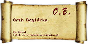 Orth Boglárka névjegykártya